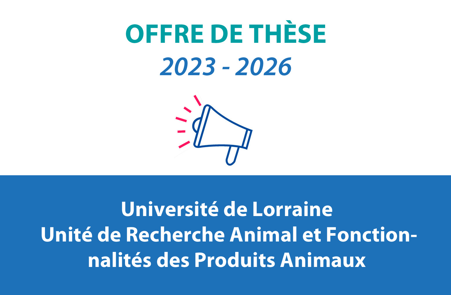 Offre de thèse 2023-2026 / Université de Lorraine – Unité de Recherche Animal et Fonctionnalités des Produits  Animaux