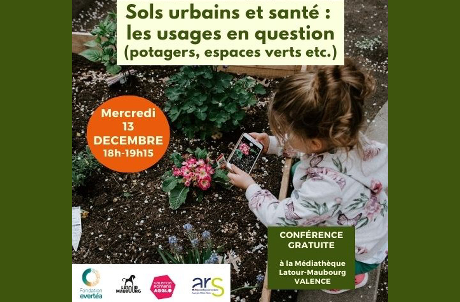Événement Fondation evertéa – Conférence du 13 décembre : Sols urbains et santé, les usages en question
