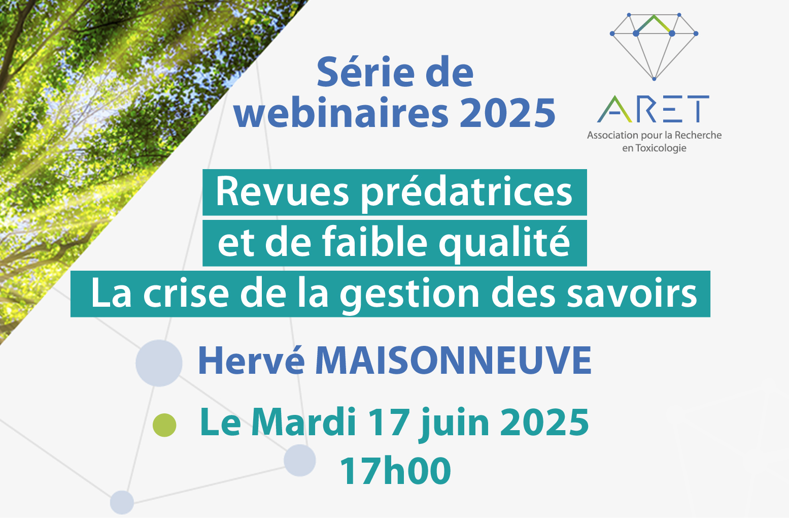 Prochain Webinaire de l’ARET le 17 juin 2025 à 17h00