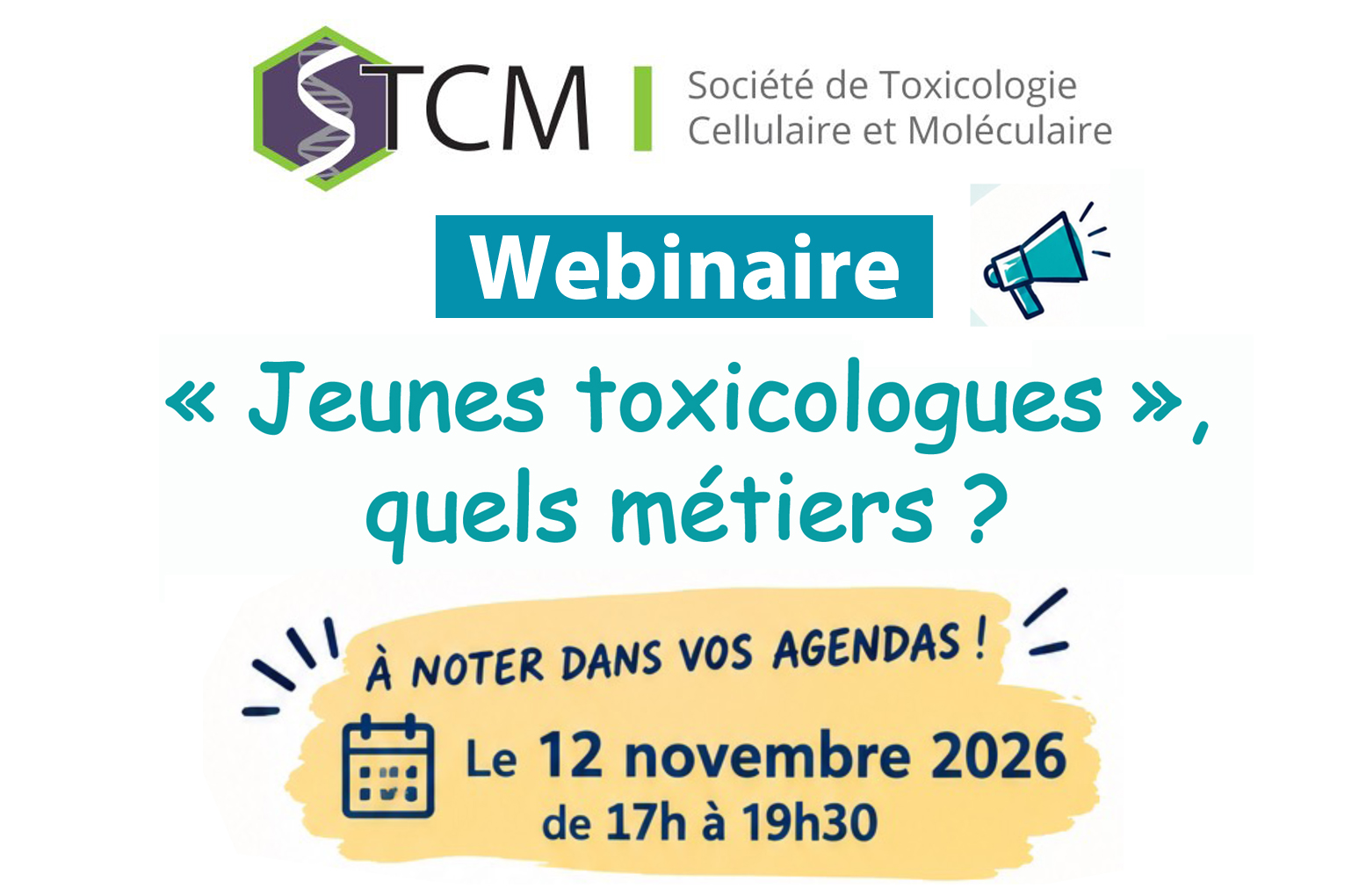 Webinaire de la STCM le 12 novembre 2026 : « Jeunes toxicologues, quels métiers ? »
